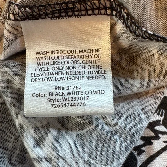 White Stag Black White Floral Wrap Dress XL 16/18 V-Neck Empire Waist - Picture 16 of 16